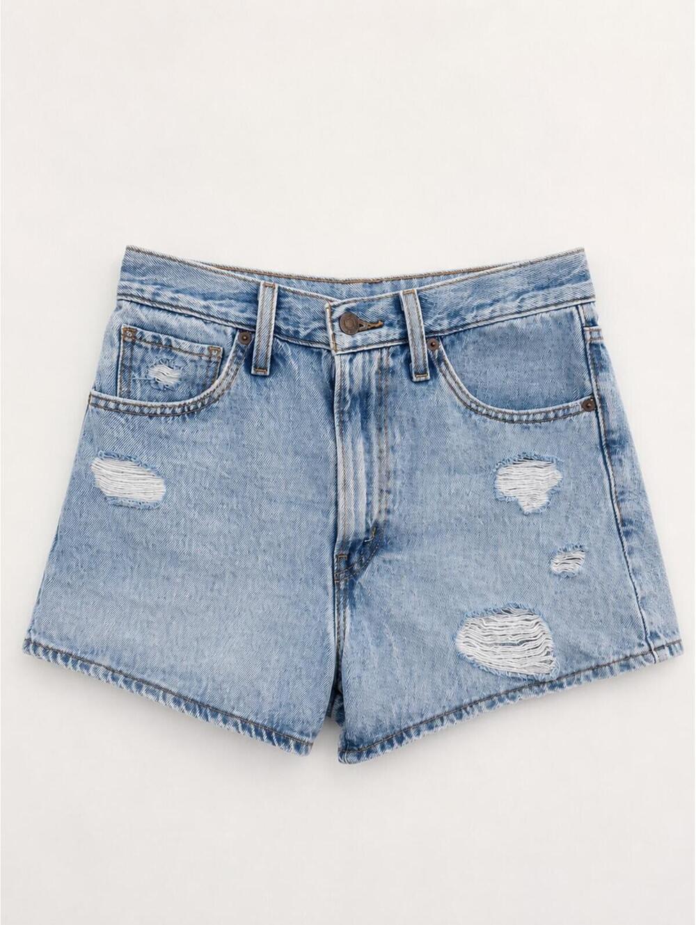 Levi's Light Wash High Waisted Mom Shorts Light Wash Distressed Size 27